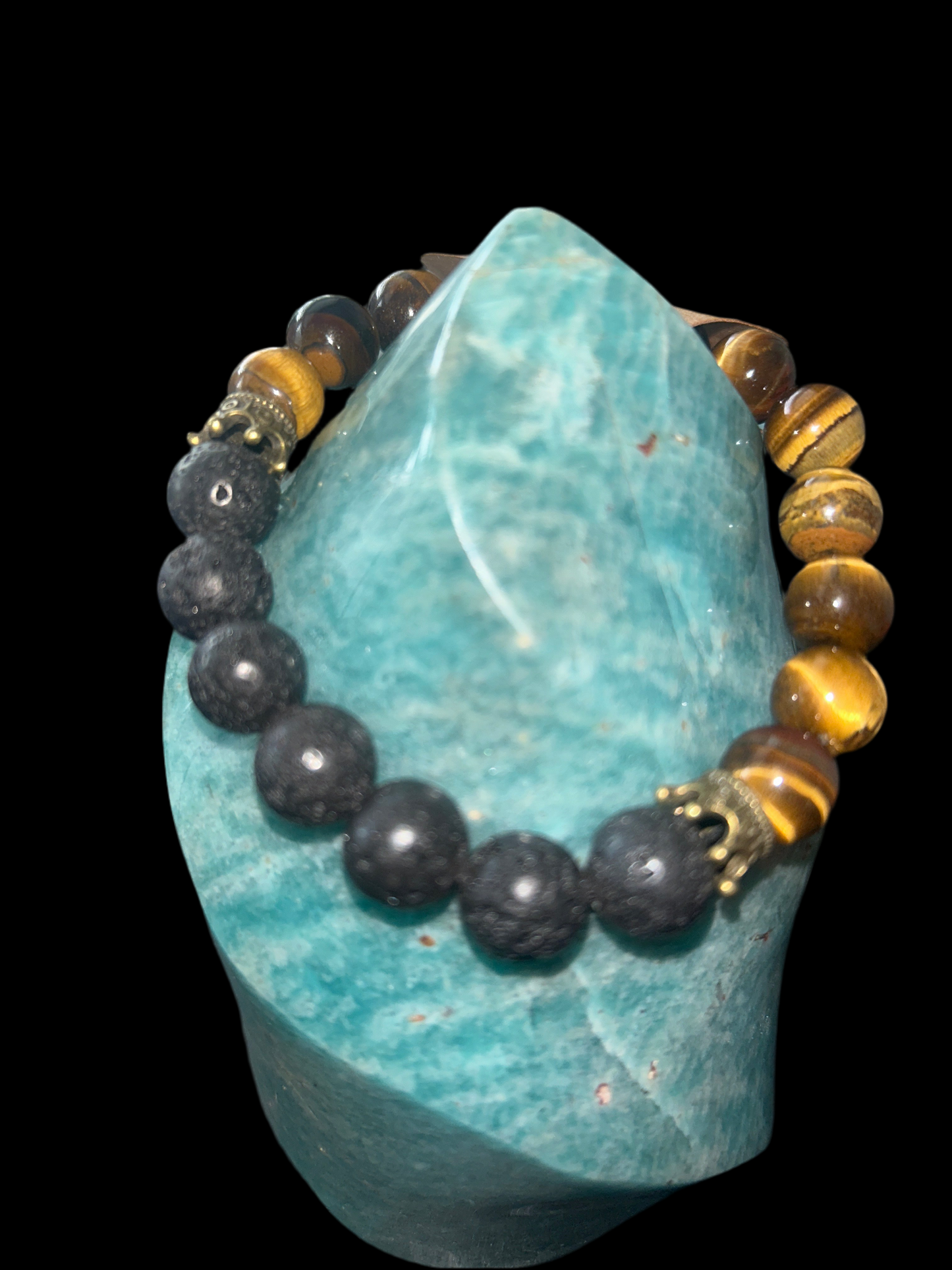 Men’s tiger eye and lava bracelet