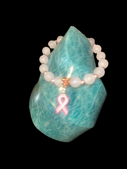 Women’s rose quartz bracelet (breast cancer awareness collection)