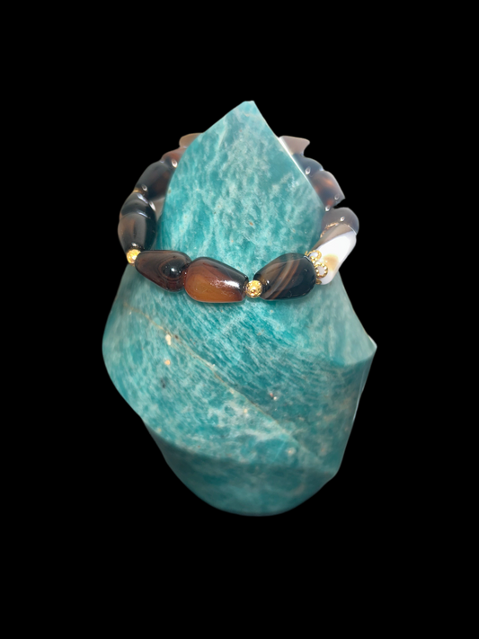 Women’s coffee lace agate teardrop shaped bracelet