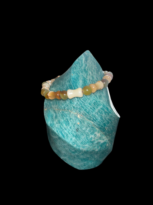 Women’s coffee lace agate bracelet