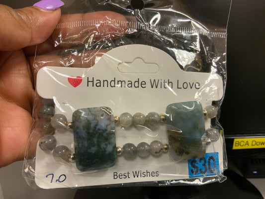Women’s moss agate tila bracelet
